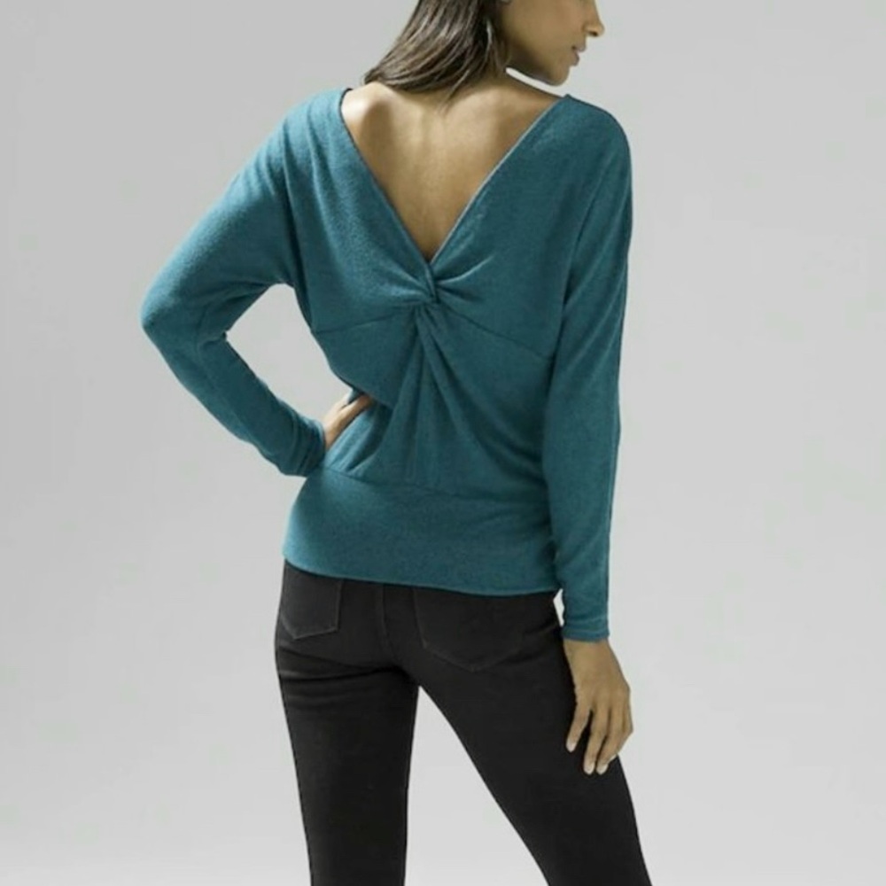 Twist Back Teal Long Sleeve Knit Top, S, NWT